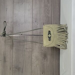 Cut & Paste Los Angeles for Anthroplogie Greenish Fringe Leather Crossbody Bag